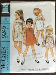 9249 MCCALLS 1968 CHILD'S YOKE SLEEVES OR NOT DRESS 6 VERSIONS PATTERN SIZE 4